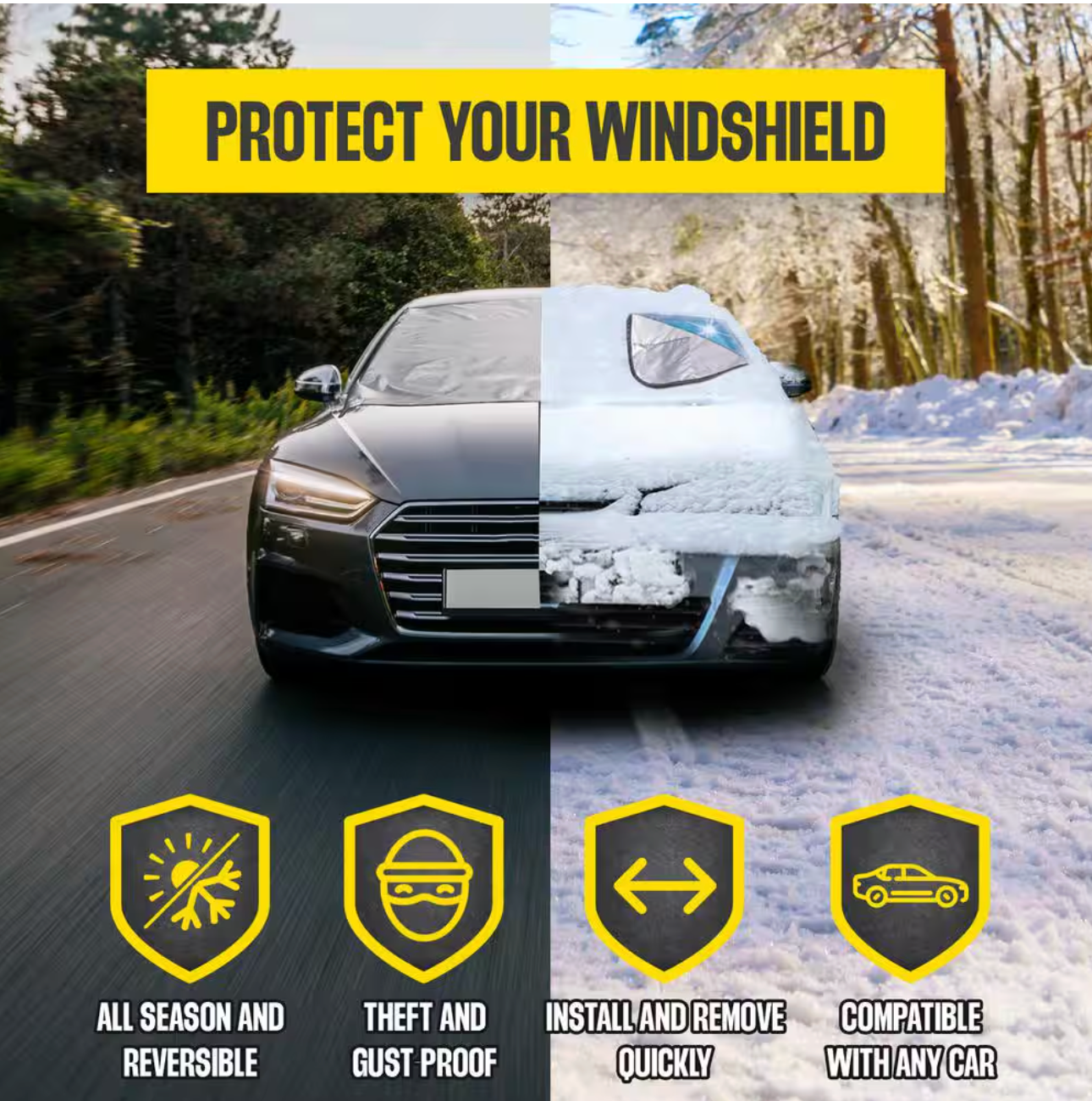 Theren™ Weathershield Snow Windshield Cover - No More Frozen Mornings